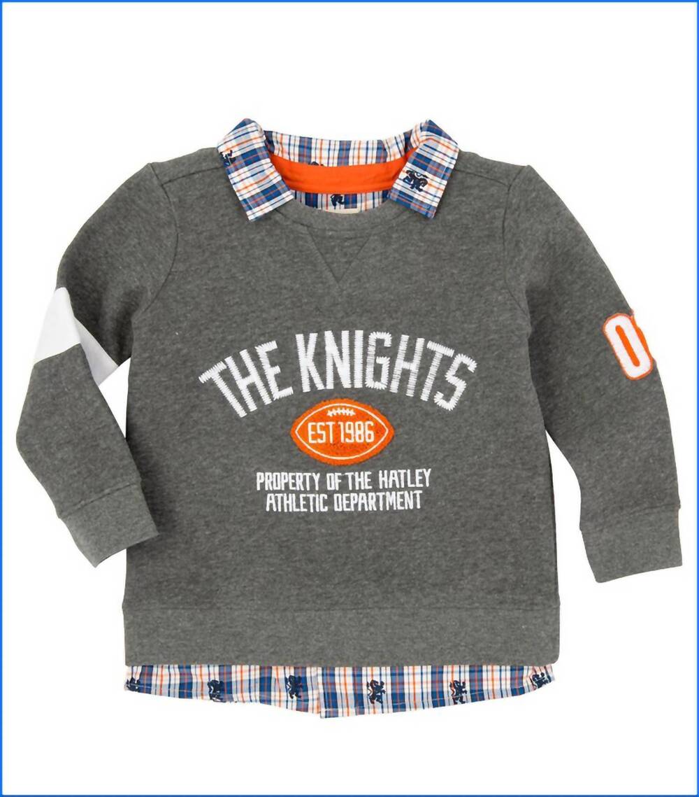 NEW HATLEY kids the knights fooler sweatshirt in grey